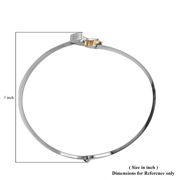 STAINLESS STEEL MOON AND 14K PLATED STAR HALLMARK BANGLE BRACELET - Picture 4 of 4